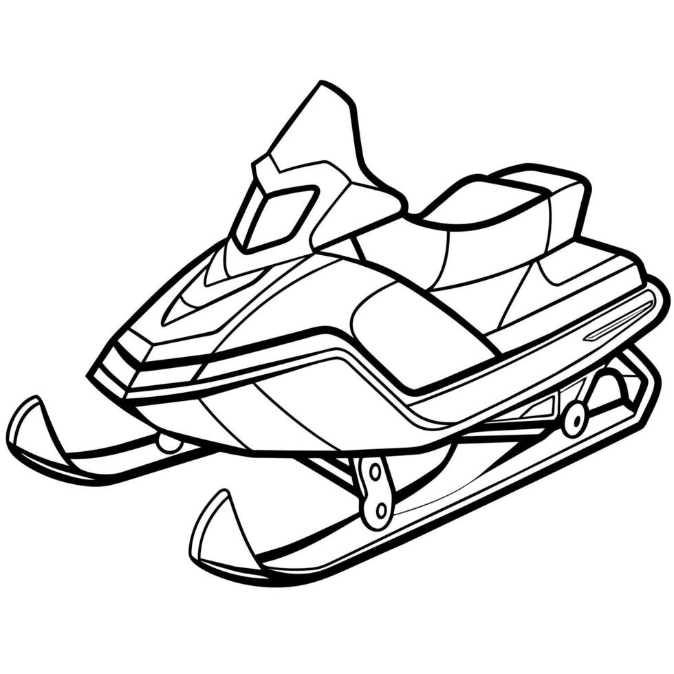 snowmobile outline coloring book page line art illustration digital drawing vector