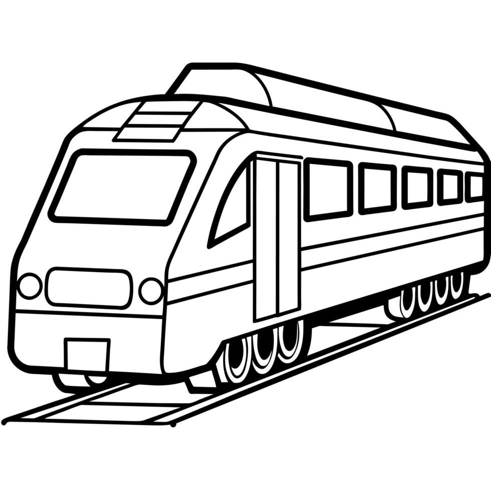 Train outline coloring book page line art illustration digital drawing vector
