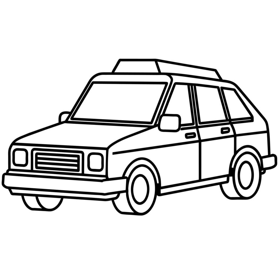 Taxi outline coloring book page line art illustration digital drawing vector