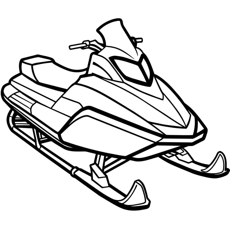 snowmobile outline coloring book page line art illustration digital drawing vector