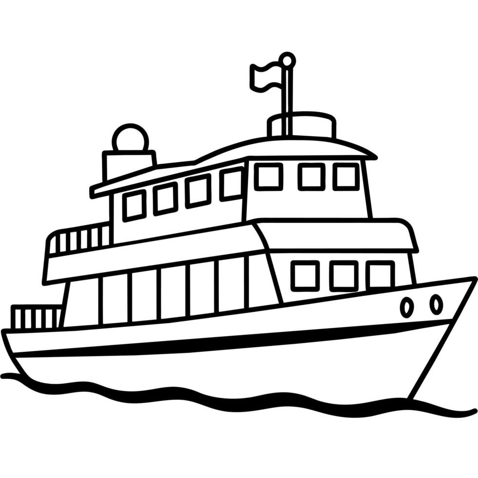 ferry outline illustration digital coloring book page line art drawing vector