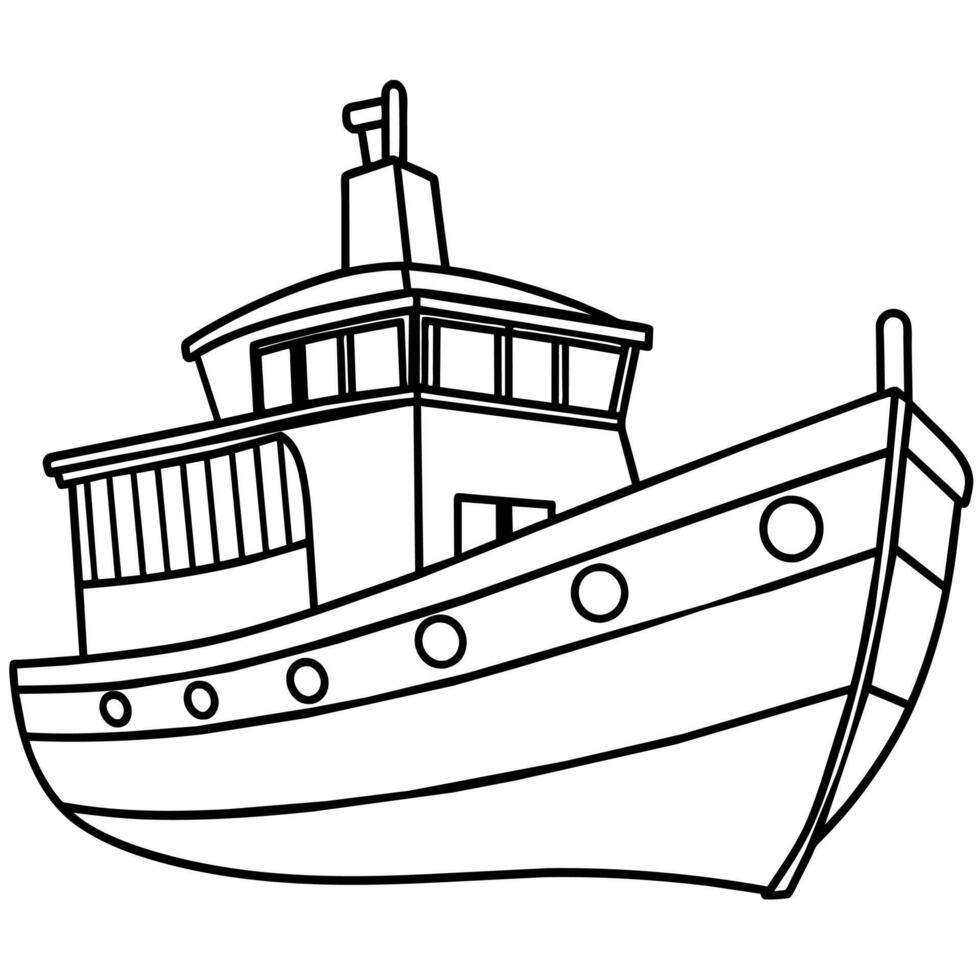 boat outline illustration digital coloring book page line art drawing vector