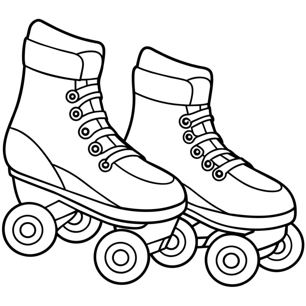 rollerblades outline illustration digital coloring book page line art drawing vector