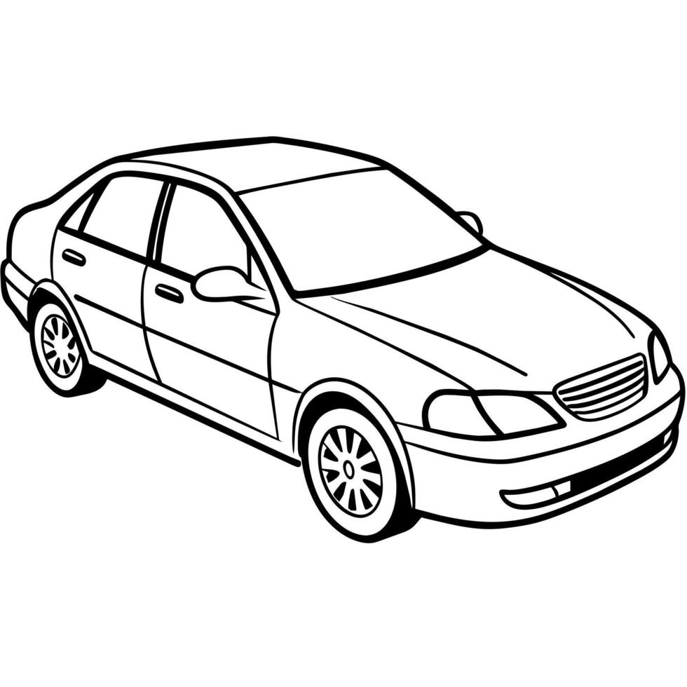 Car outline illustration digital coloring book page line art drawing vector
