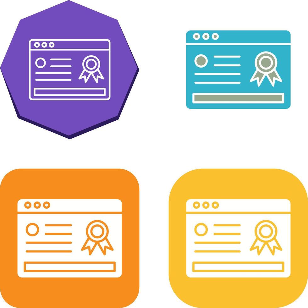 Online Certificate Icon Design vector