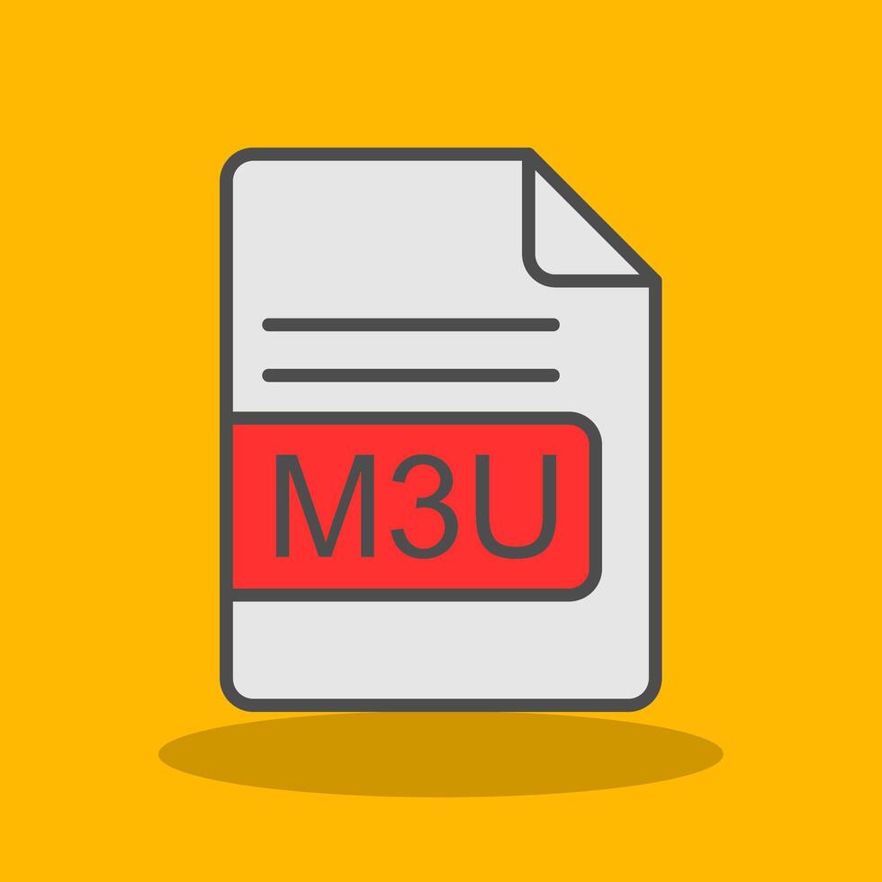 m3u archivo formato lleno sombra icono vector