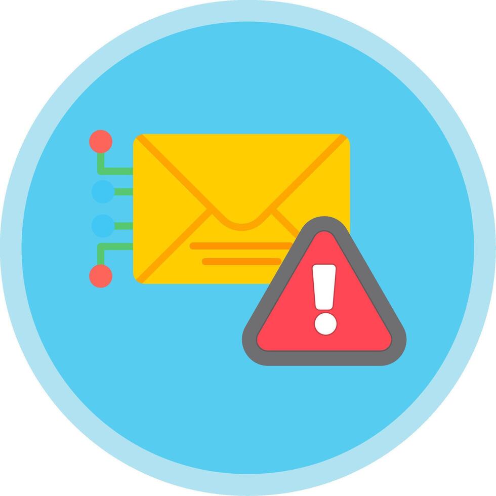 Warning Mail Flat Multi Circle Icon vector