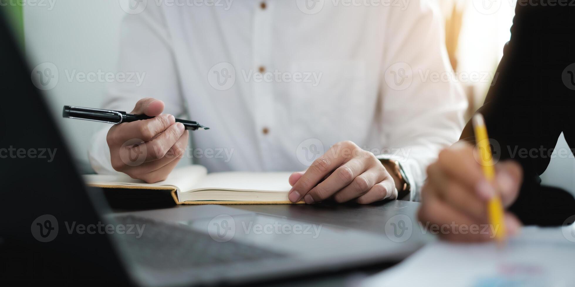 Group of Businesswoman and Accountant checking data document for investigation of corruption account . Anti Bribery concept photo