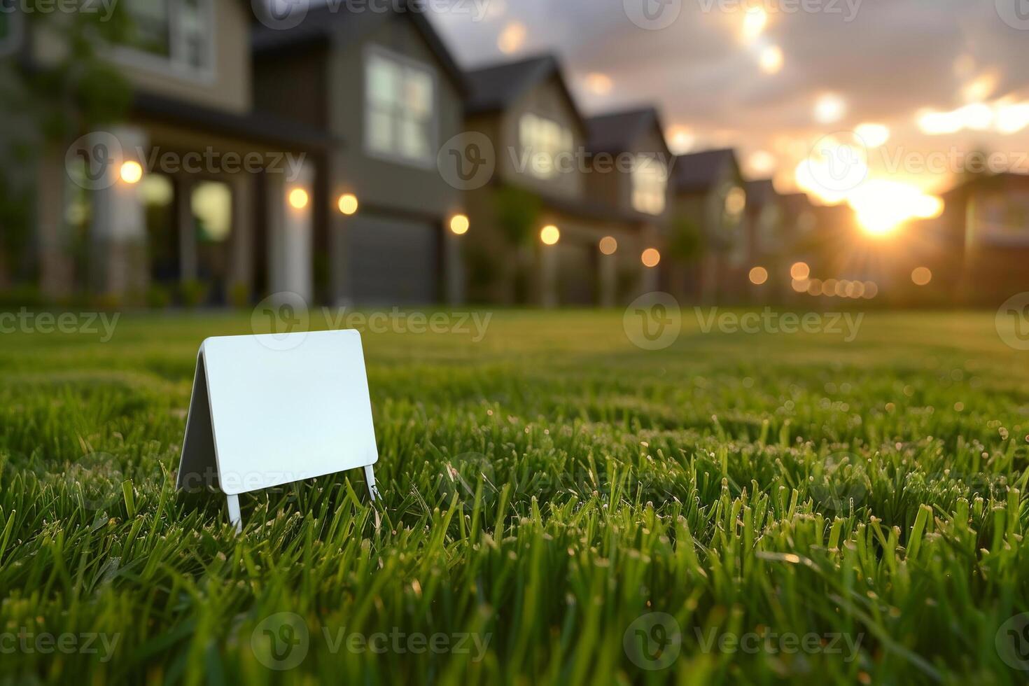 Real Estate concept. Empty sign board for rent house photo