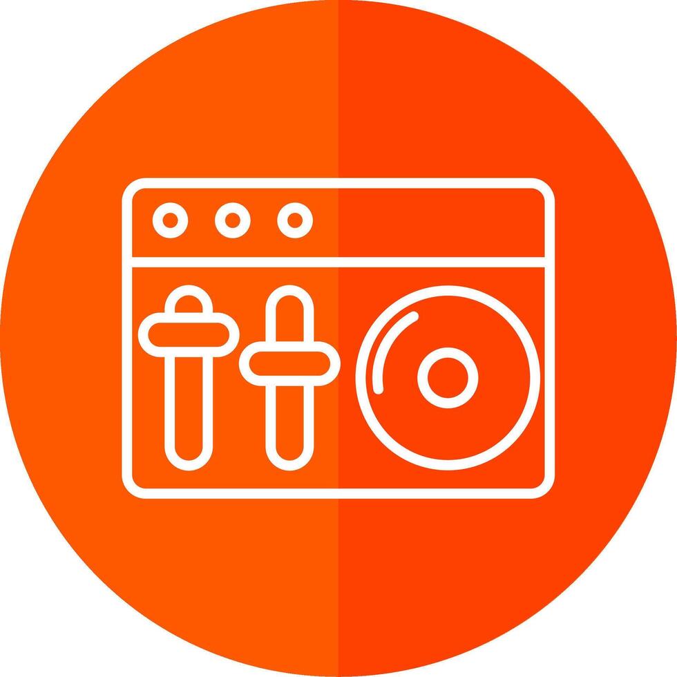 Dj Mixer Line Red Circle Icon vector
