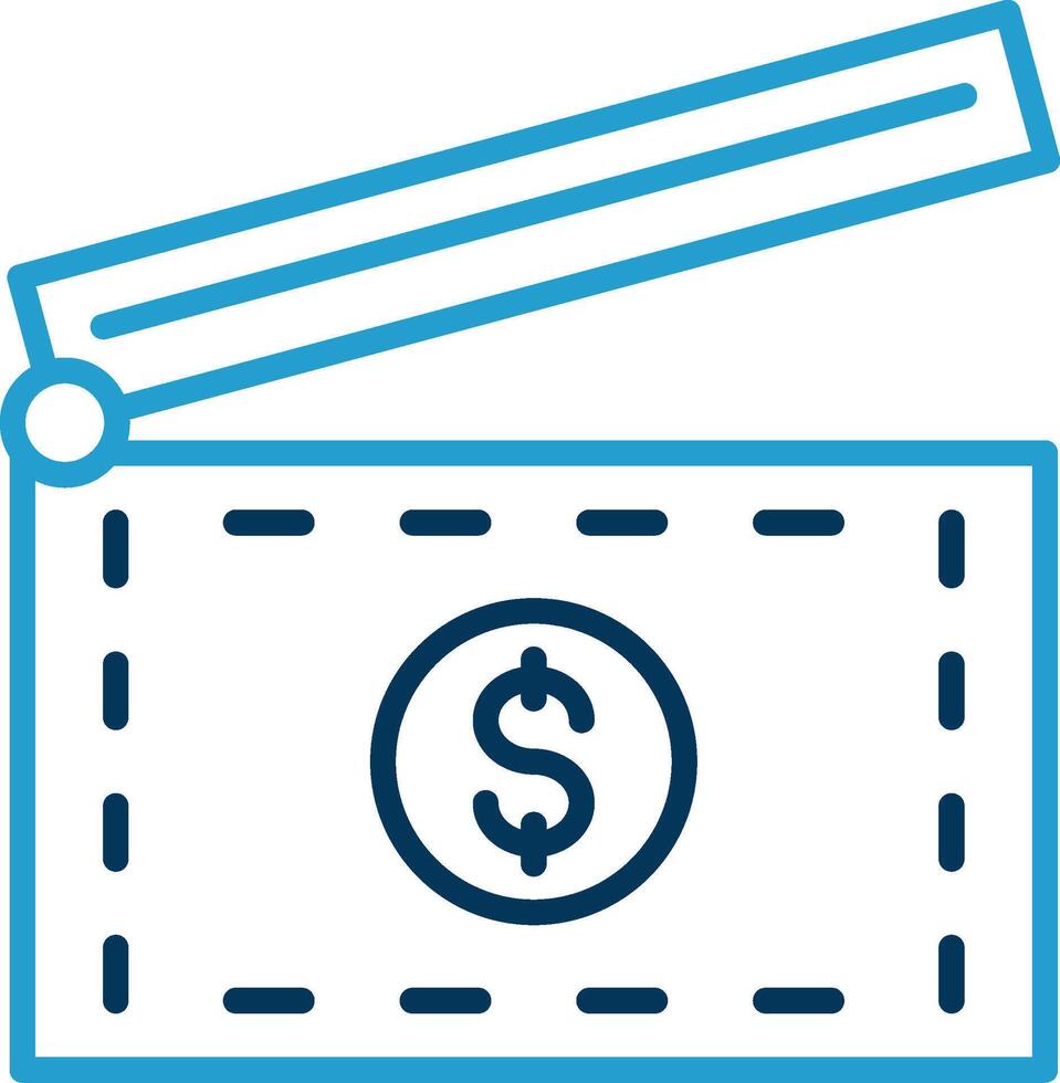 Clapperboard Line Blue Two Color Icon vector