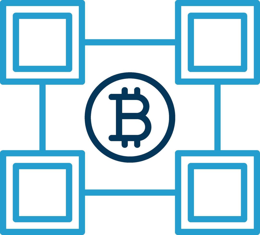 Blockchain Blockchain Line Blue Two Color Icon vector