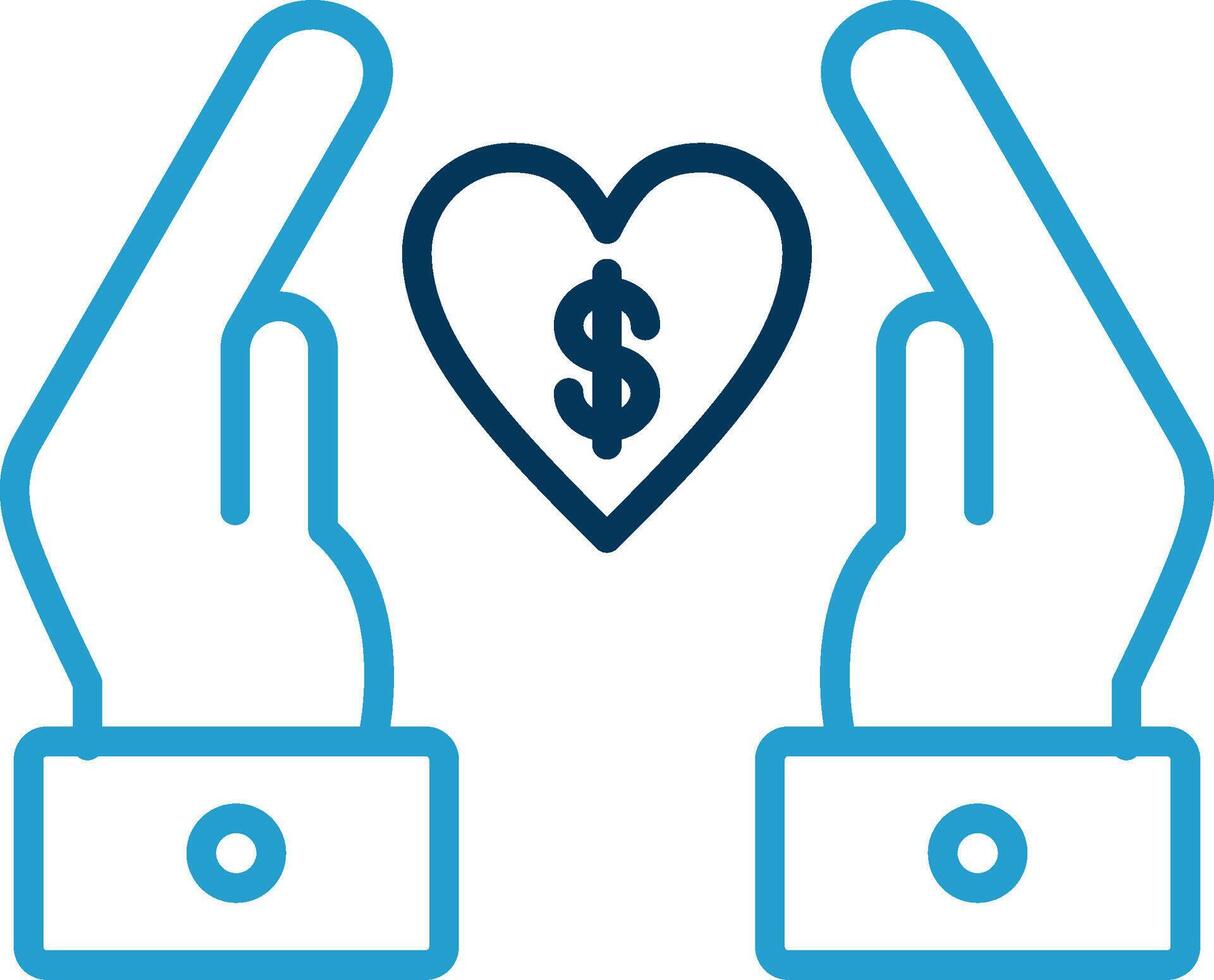 Chrity Donation Line Blue Two Color Icon vector