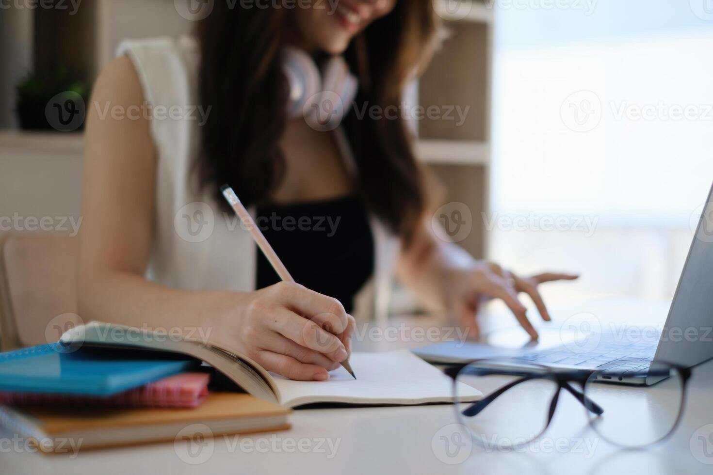 Administrator accountant making report calculating balance. Audit and Anti Bribery concept. photo