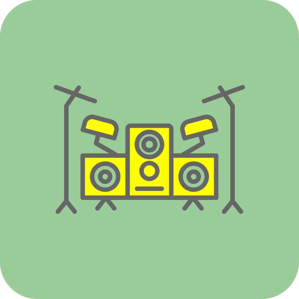 tambor conjunto lleno amarillo icono vector