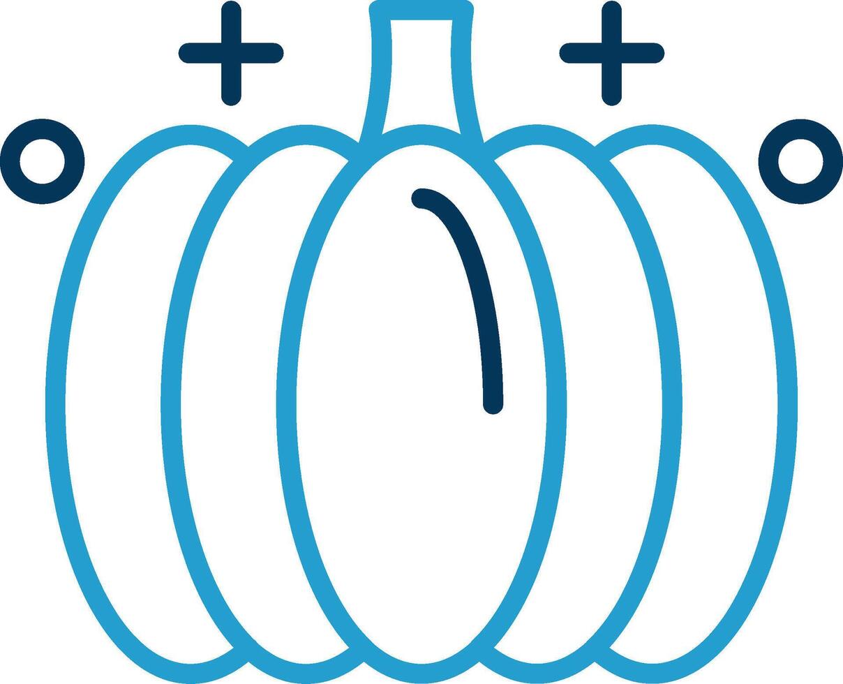 calabaza línea azul dos color icono vector