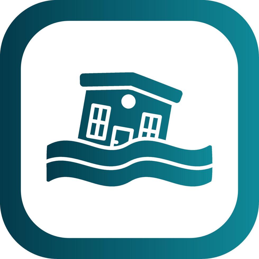 Flooded House Glyph Gradient Corner Icon vector