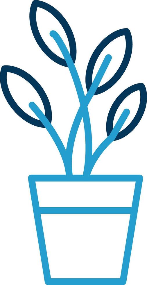 Dumb Cane Line Blue Two Color Icon vector
