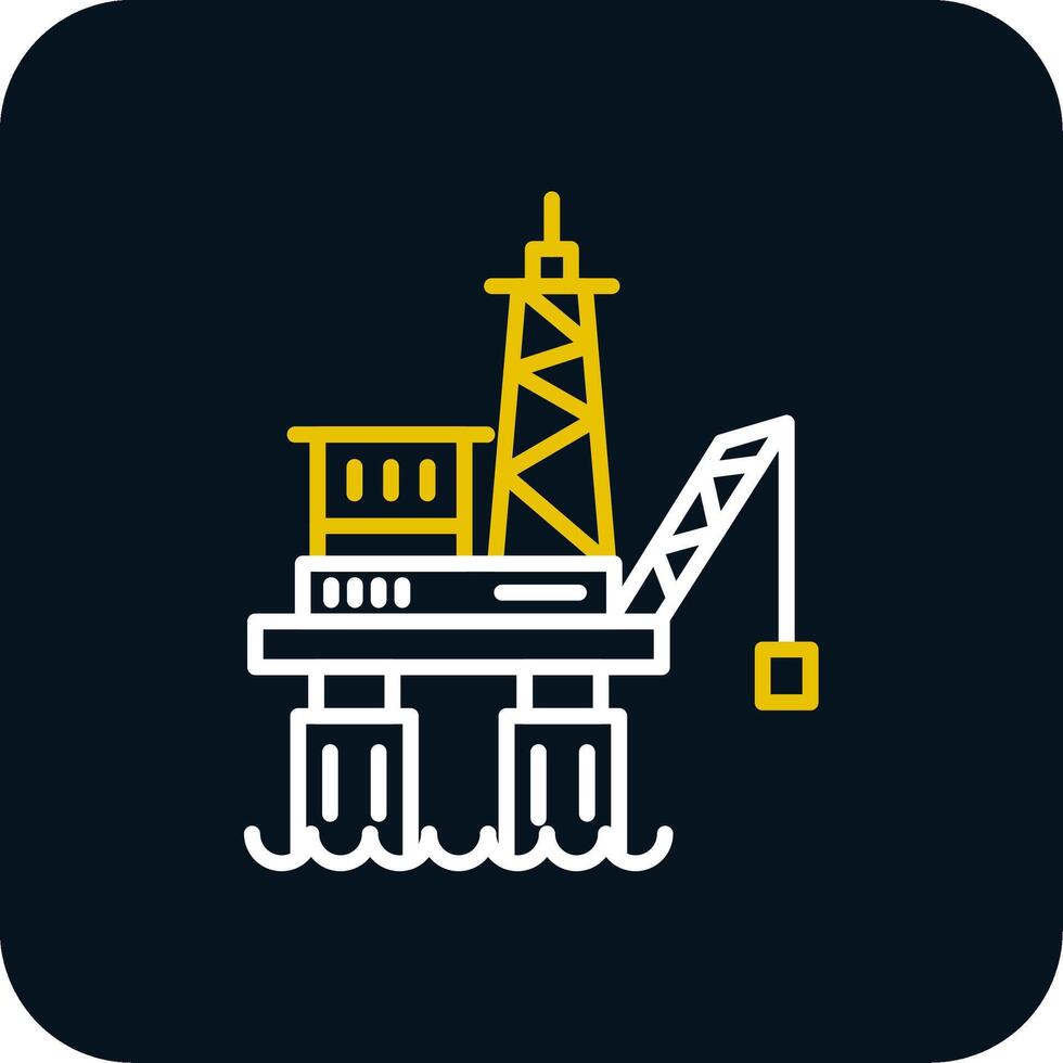 Offshore Platform Line Red Circle Icon vector