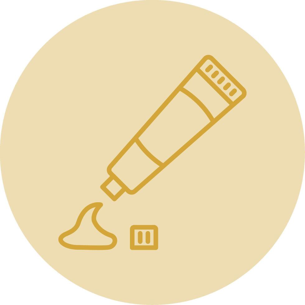 Tooth Paste Line Yellow Circle Icon vector