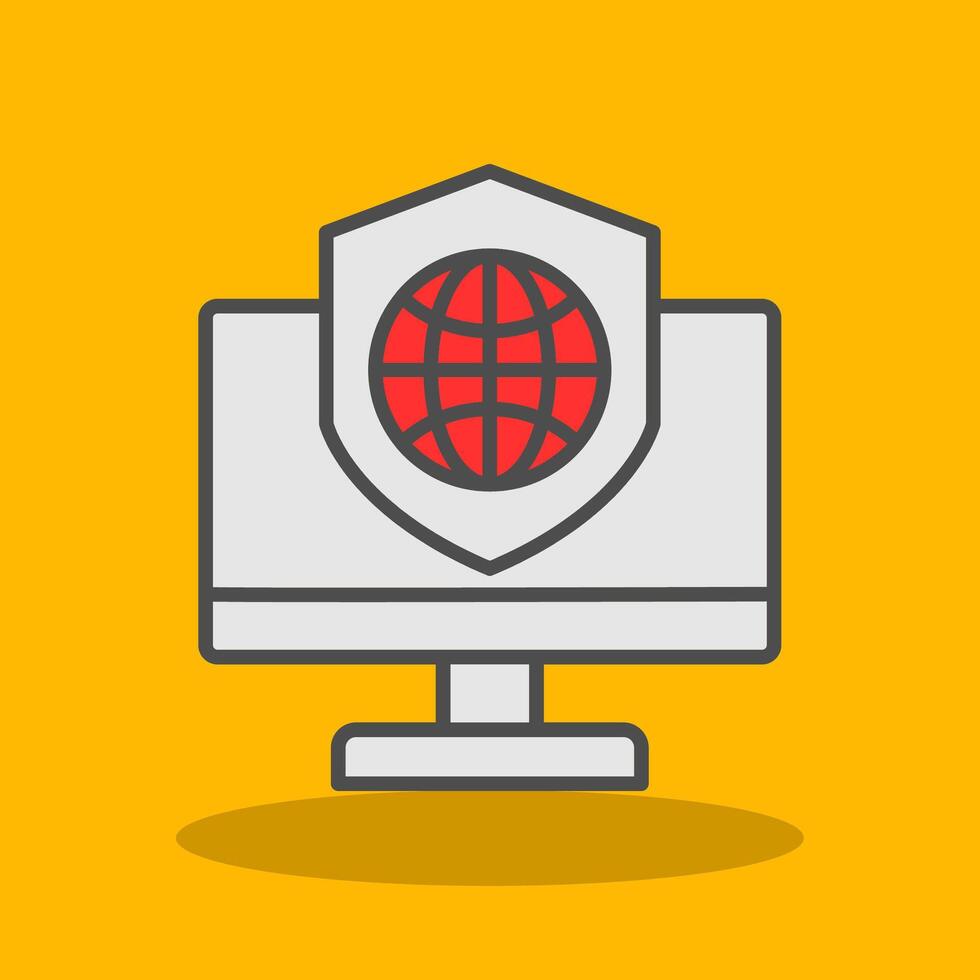 Security Computer Connect Filled Shadow Icon vector