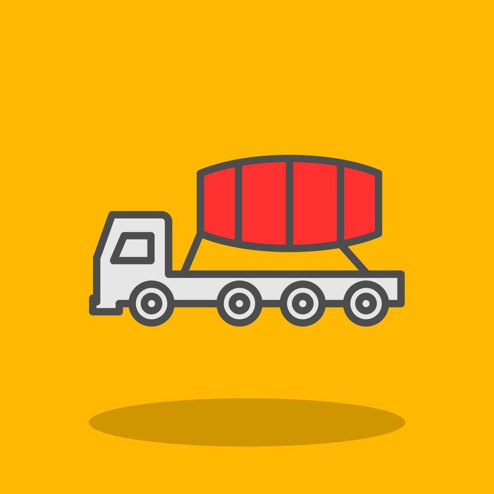 Cement Truck Filled Shadow Icon vector