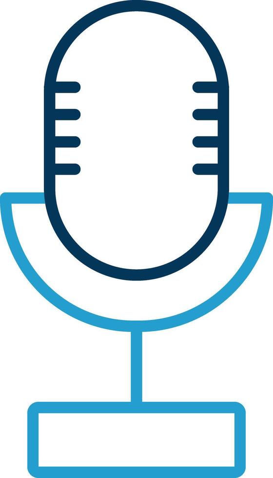 micrófono línea azul dos color icono vector