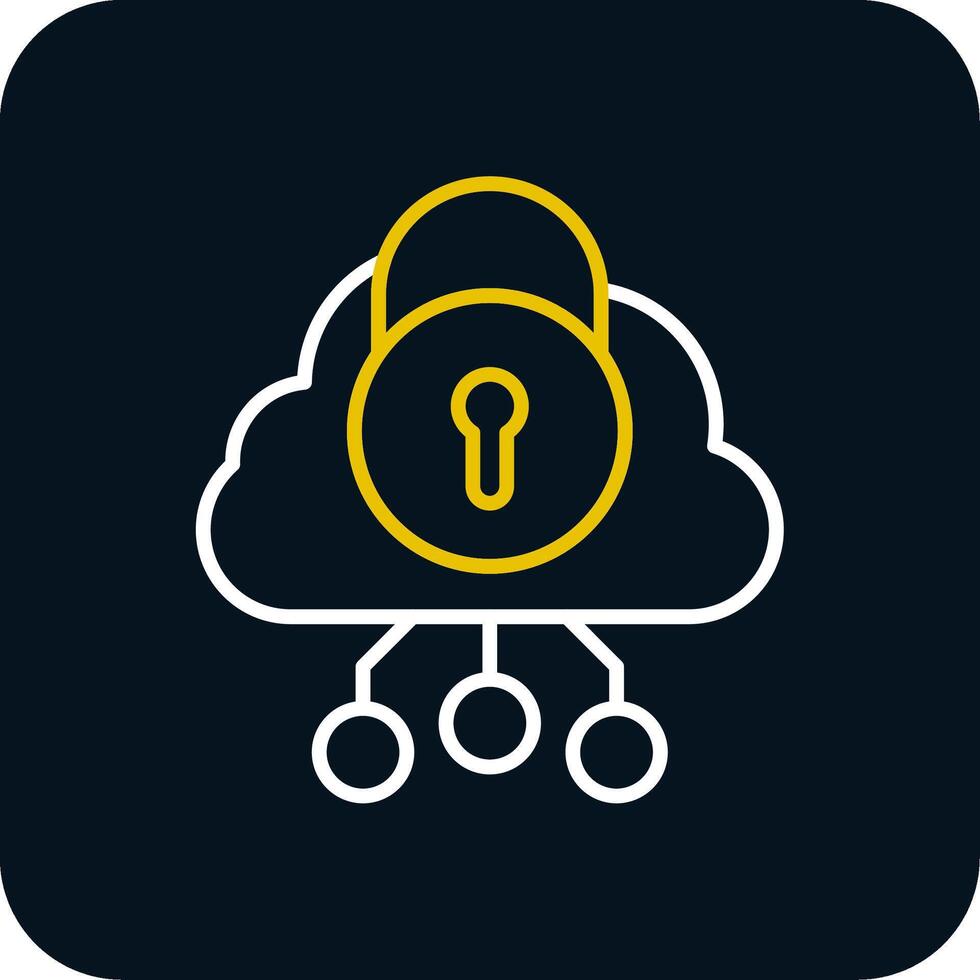 Security Cloud Line Red Circle Icon vector