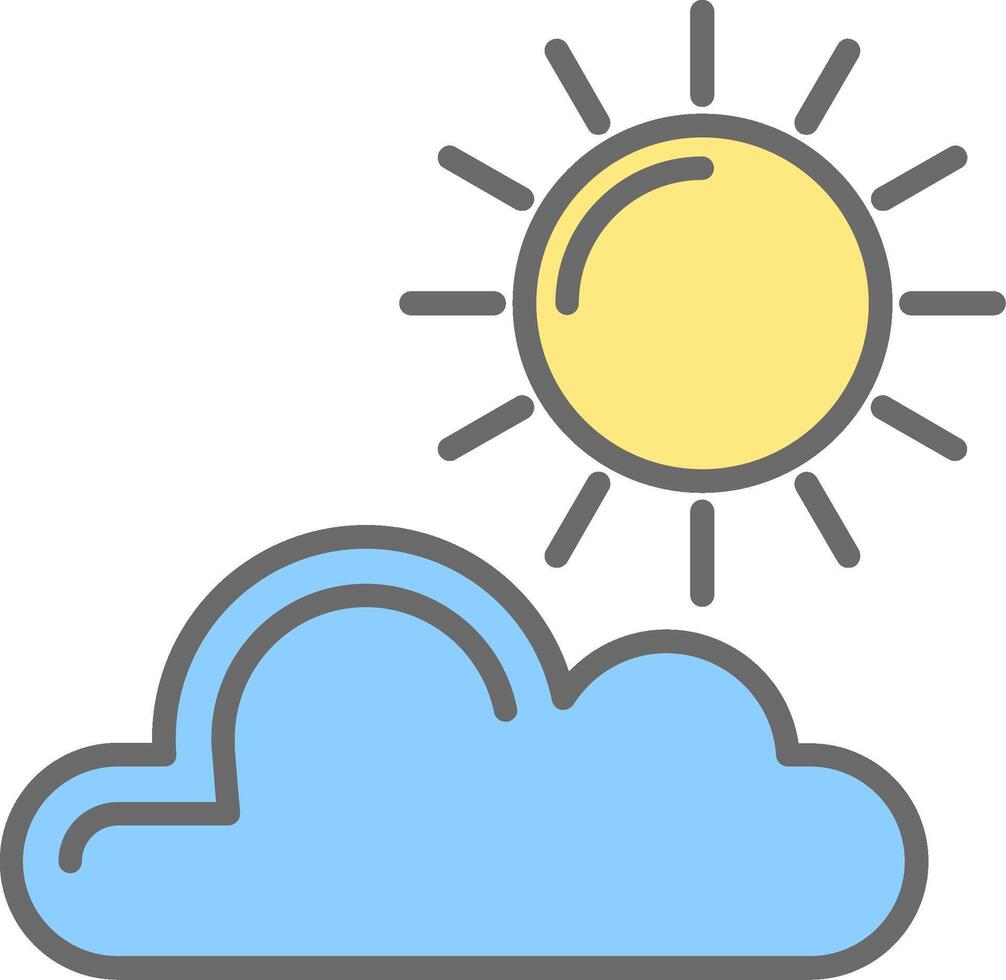 Sun Line Filled Light Icon vector