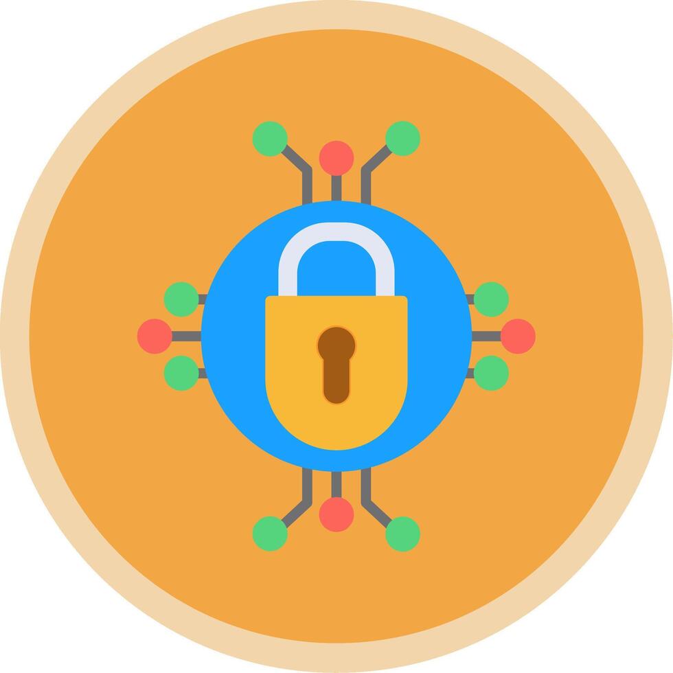 Cyber Security Flat Multi Circle Icon vector