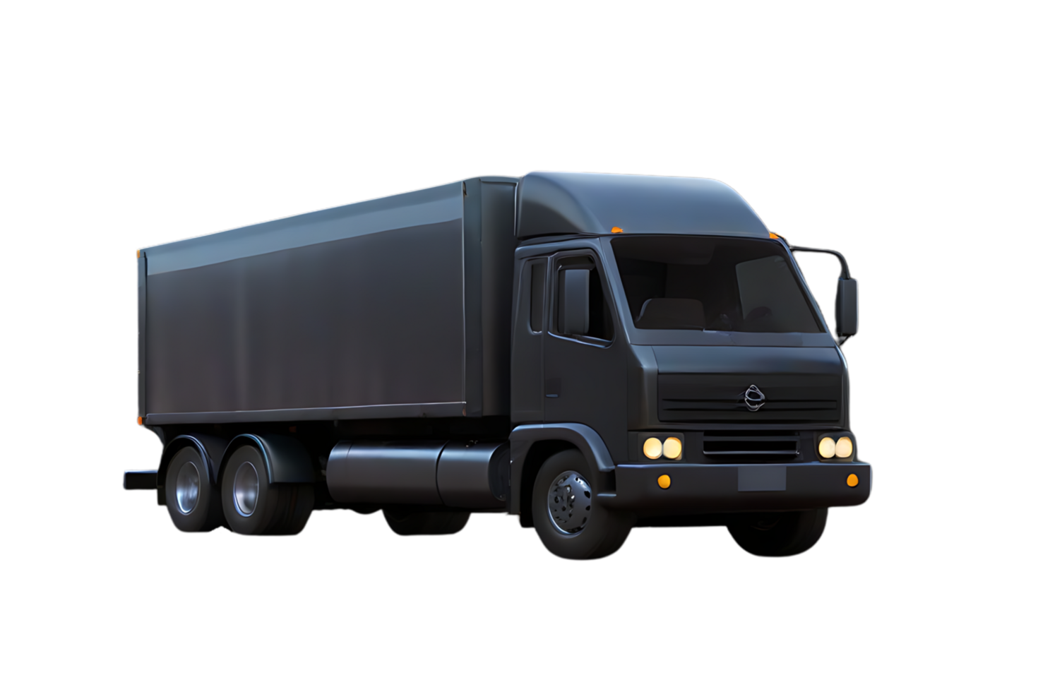 Black Truck delivery van high quality 3d render png
