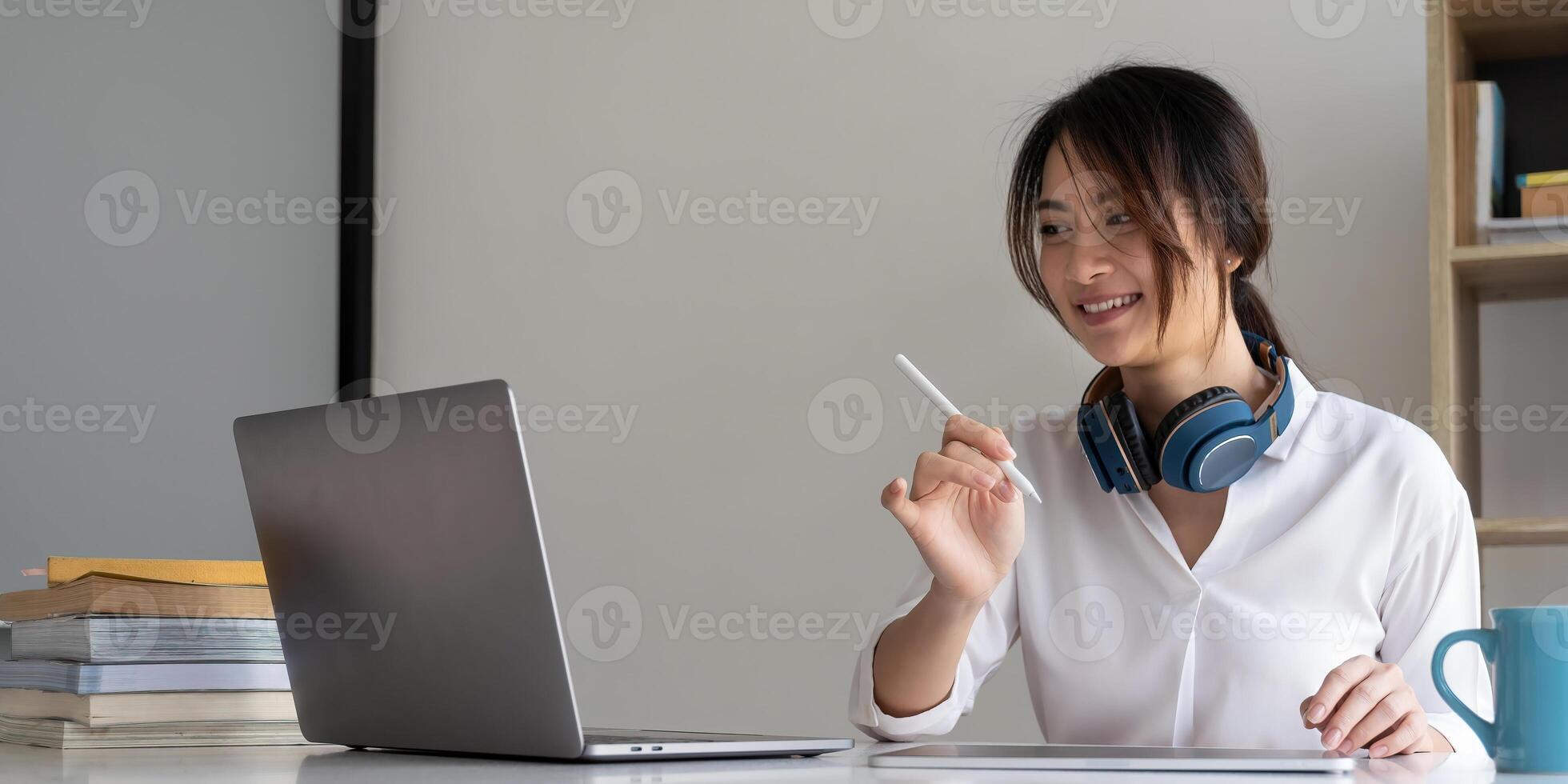 User experience concept. Creative Web Designer sketching application and developing template layout on laptop, framework for digital devices. photo