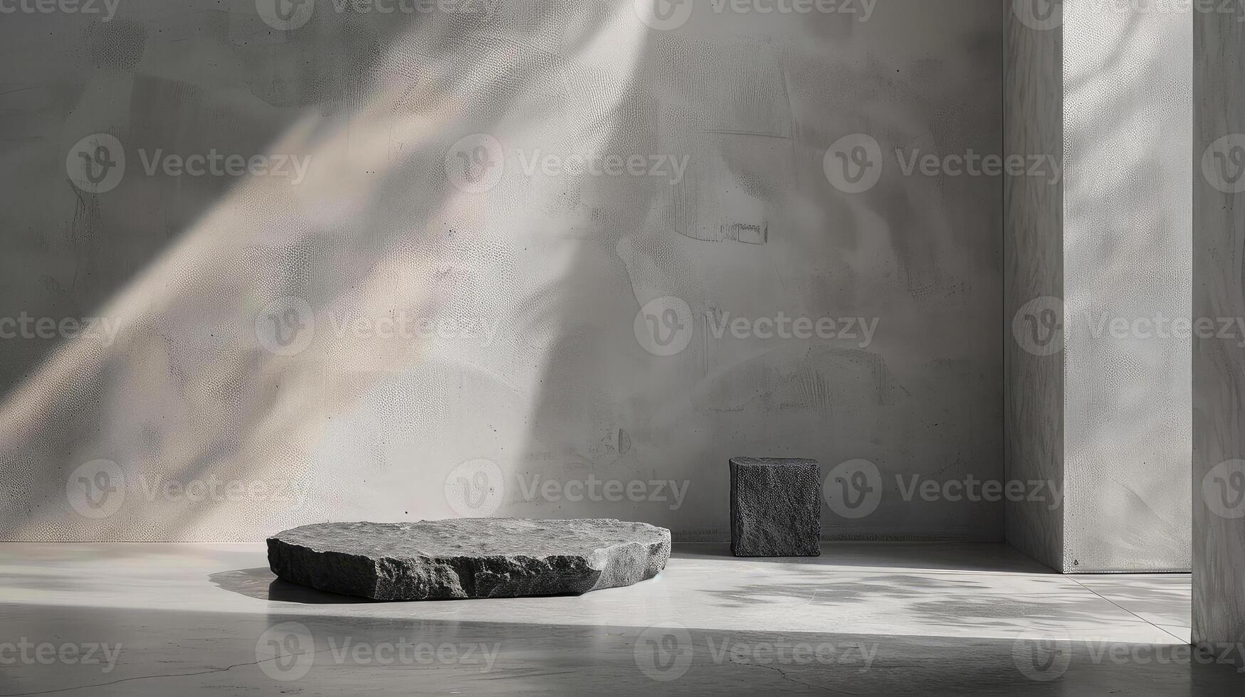 Dark stone podium display for product showcase in studio setting minimalistic. photo