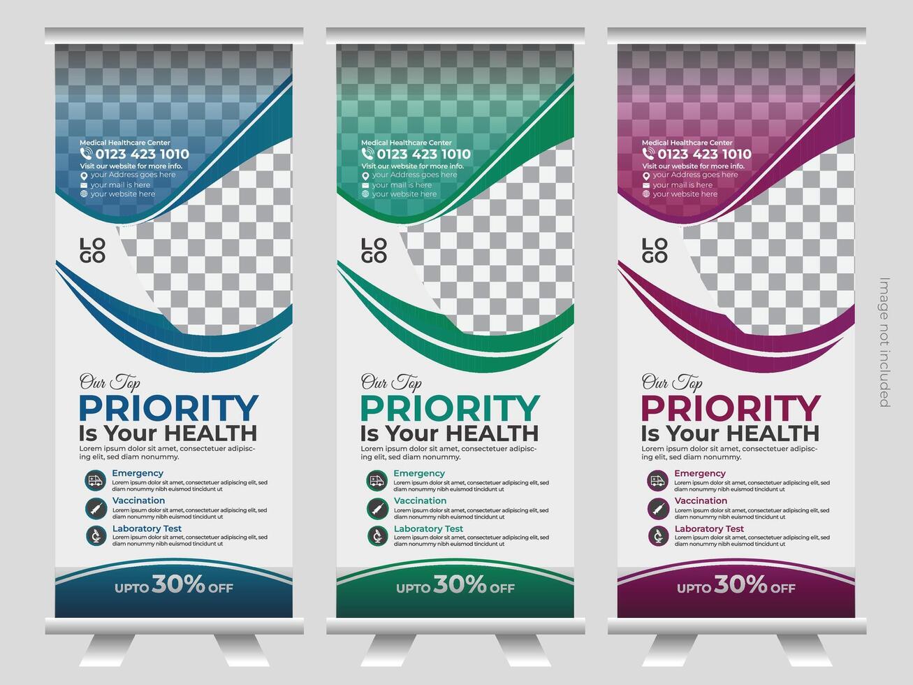 Modern and clean rollup banner design for hospital and clinic vector