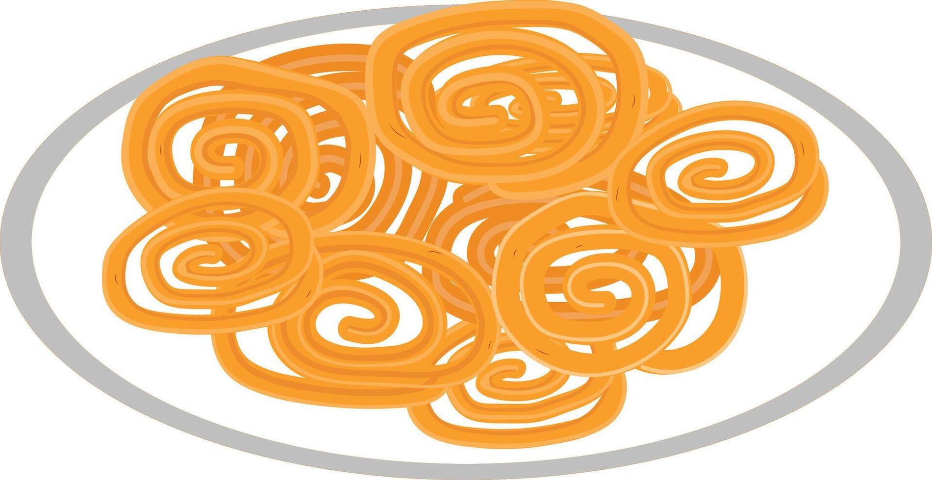 Indian sweets jalebi Illustration, Indian food plate full of Jalebi vector