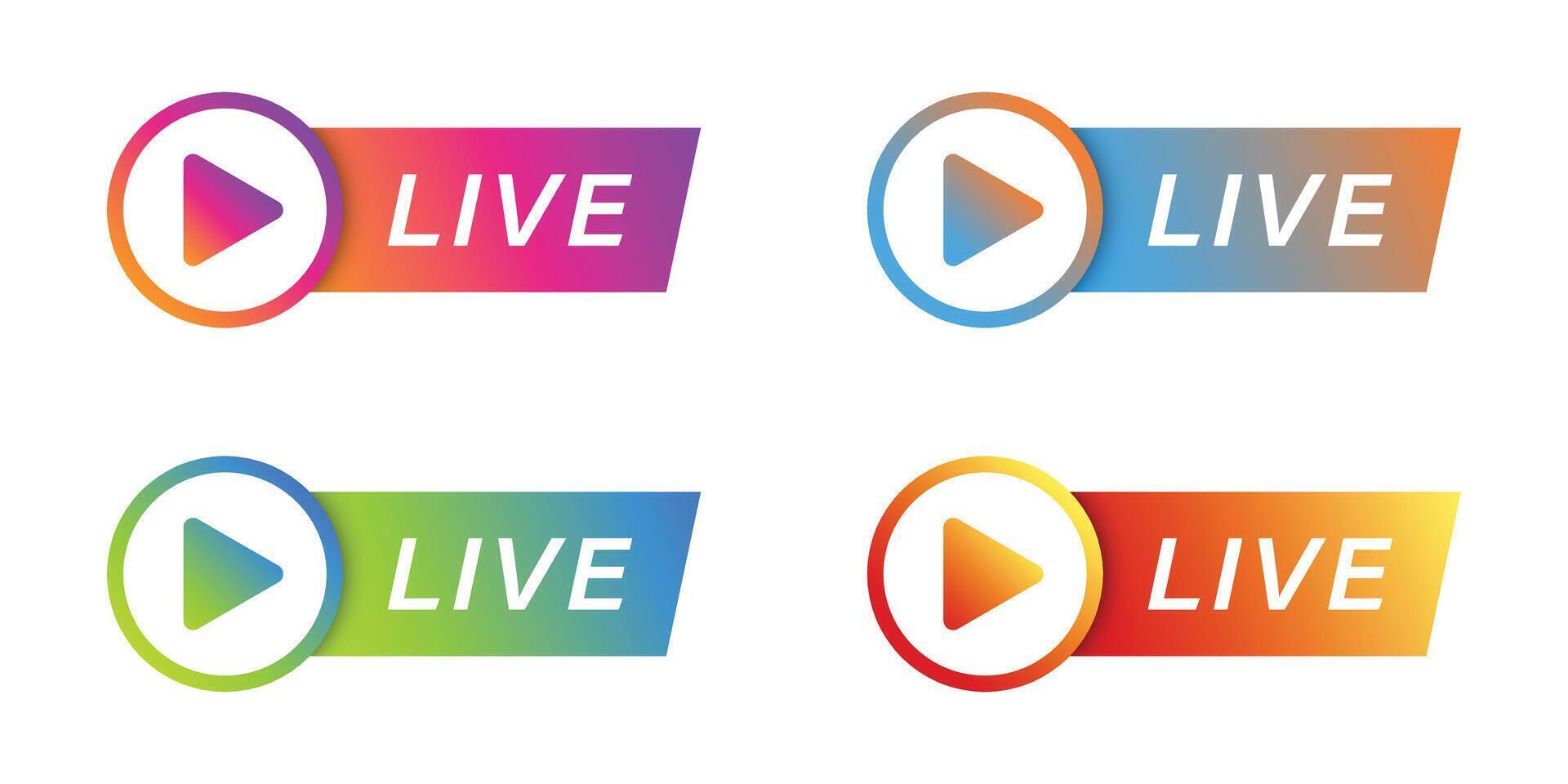 Live stream button icon in flat style. Webinar illustration on isolated background. Streaming sign business concept. vector