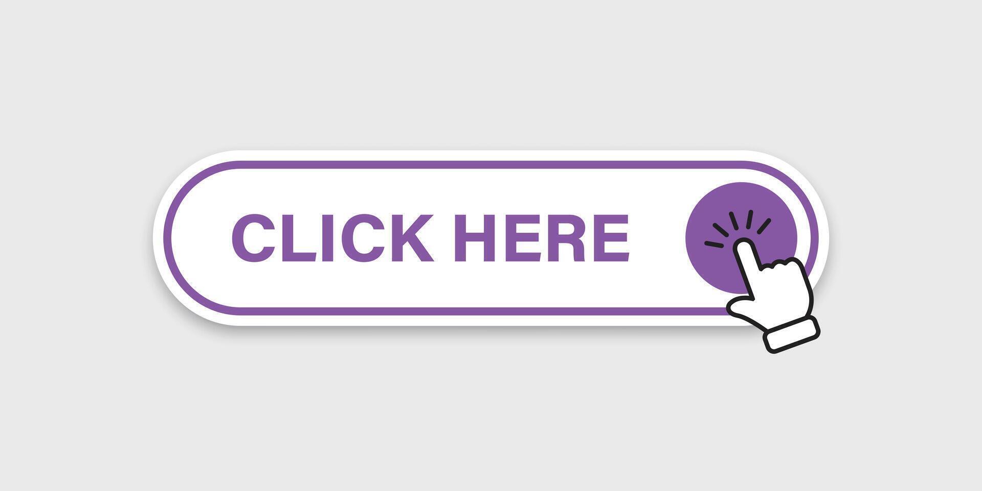 Click here banner icon in flat style. Ecommerce illustration on isolated background. Shopping sign business concept. vector