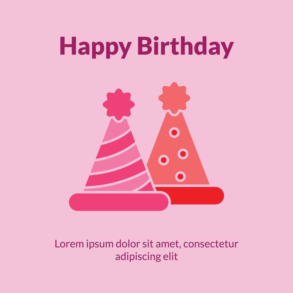 Birthday invitation card with a cheerful birthday theme in a flat design vector