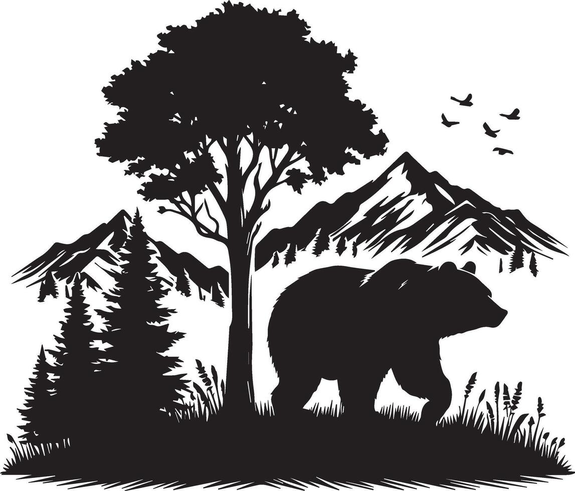 bear silhouette on white background modern symbol logo. vector