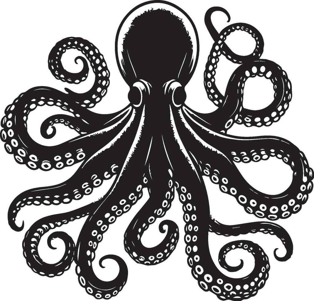 octopus silhouette isolated on white background vector