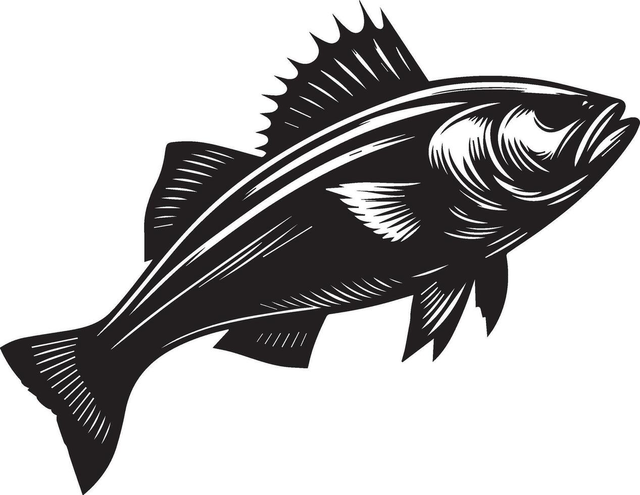 sea fish silhouette isolated on white background. sea fish logo vector