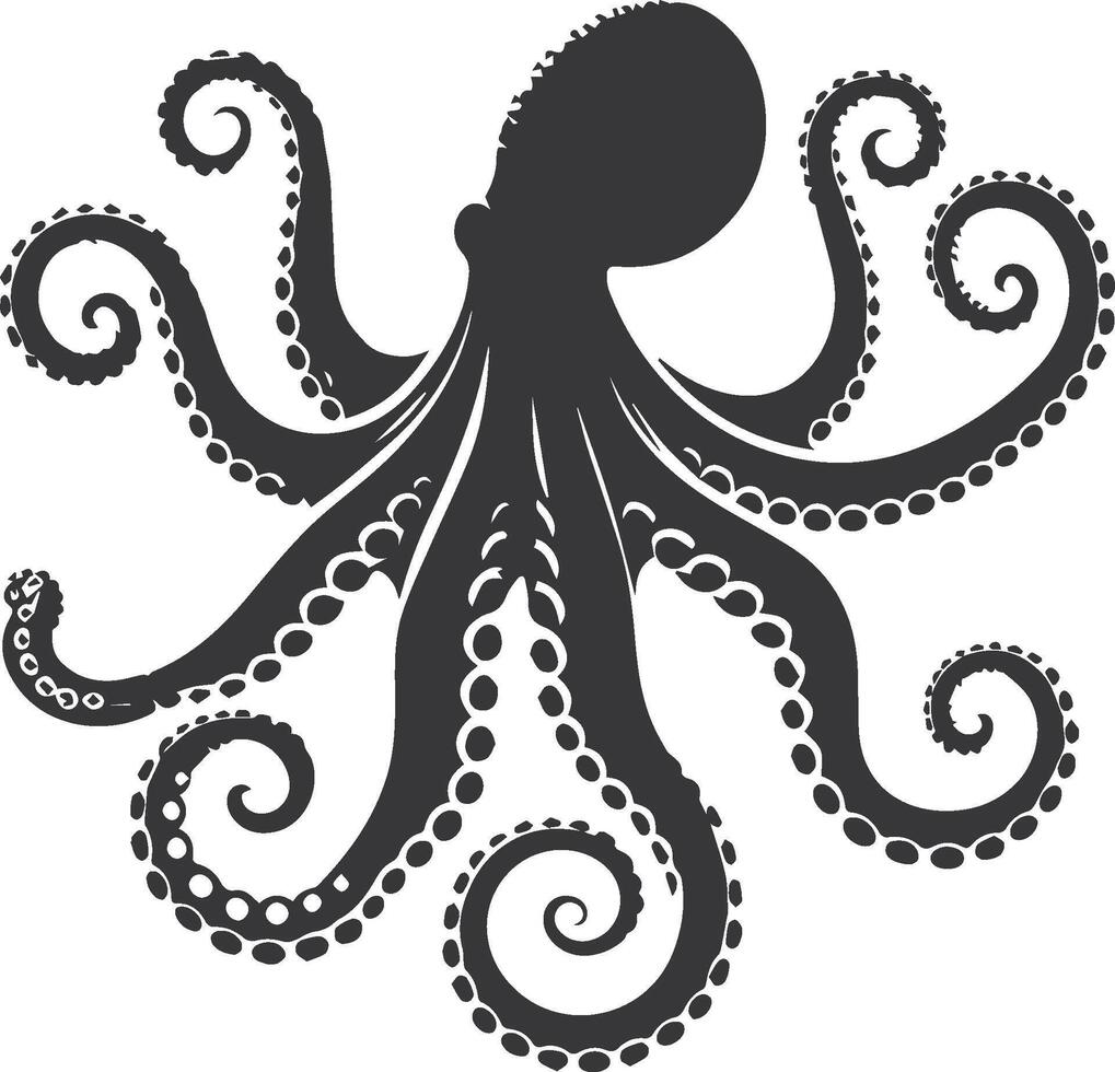 octopus silhouette isolated on white background vector