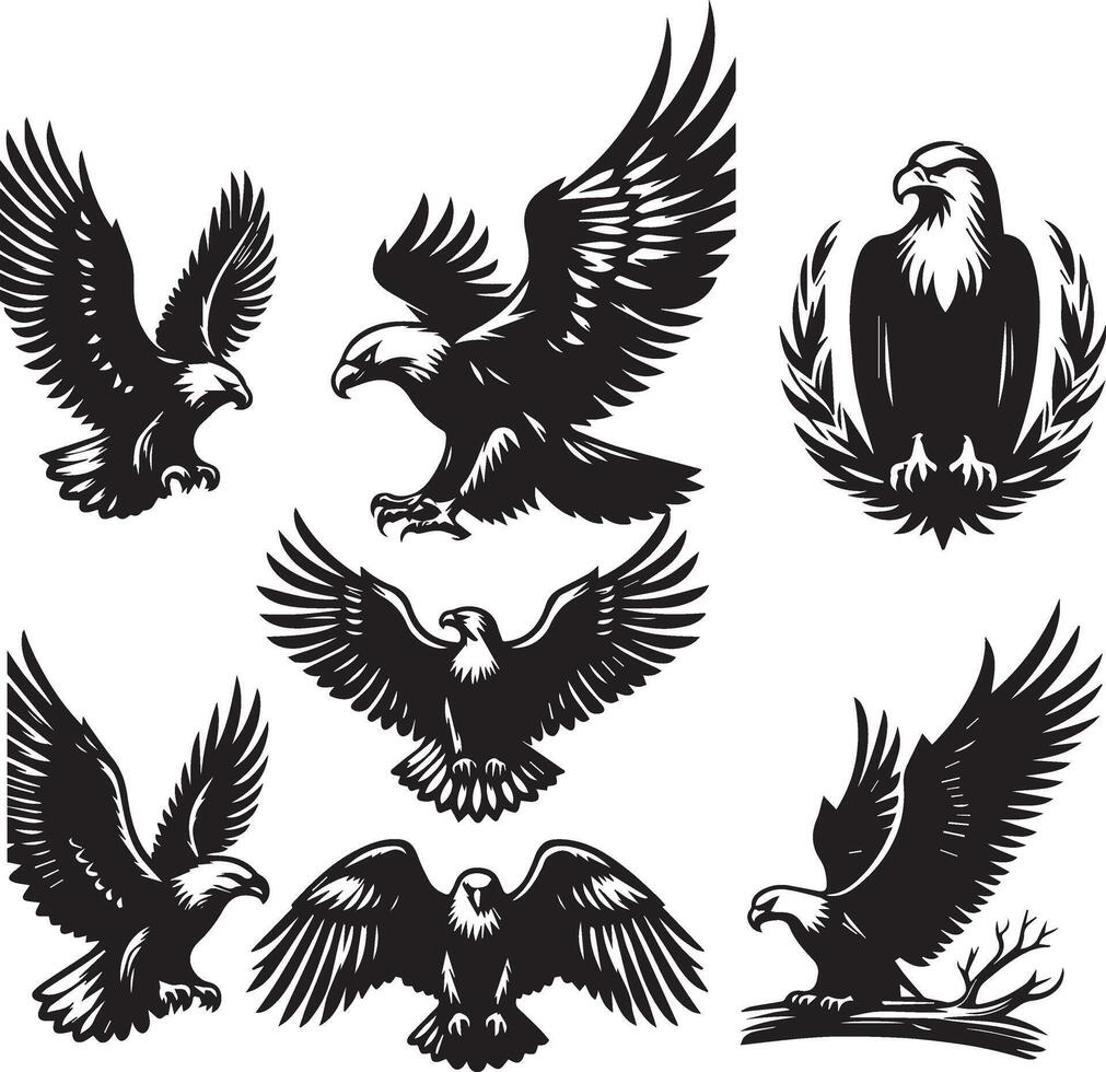 Eagle silhouette set. Eagle illustration vector