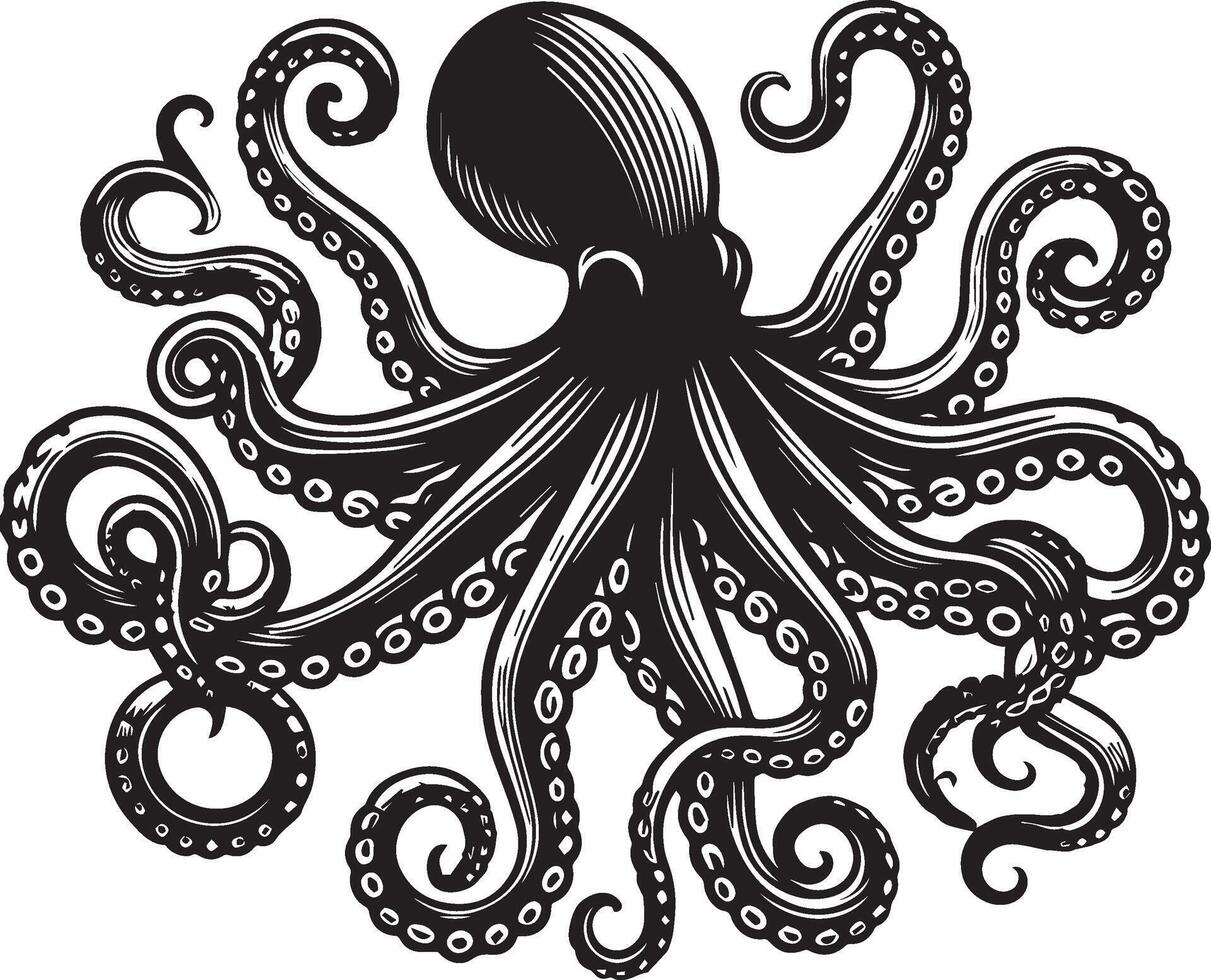 octopus silhouette isolated on white background vector