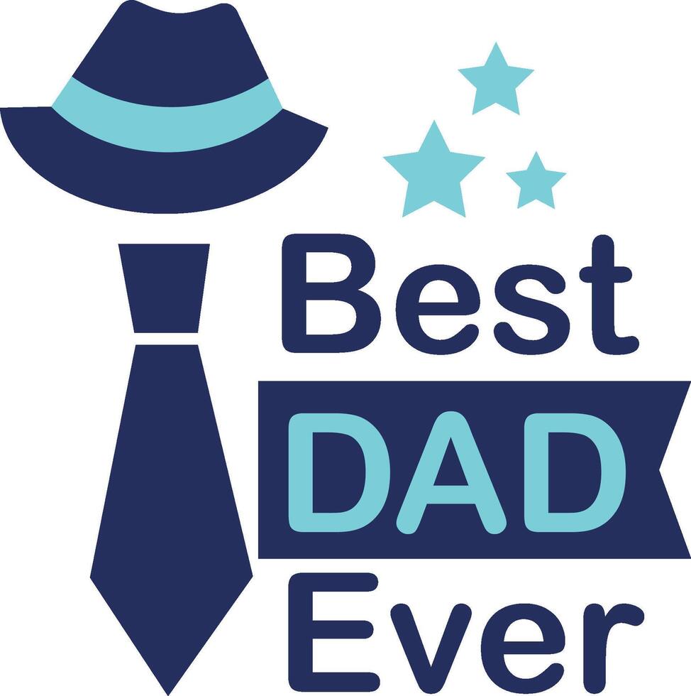 Best dad ever typography with hat and tie vector