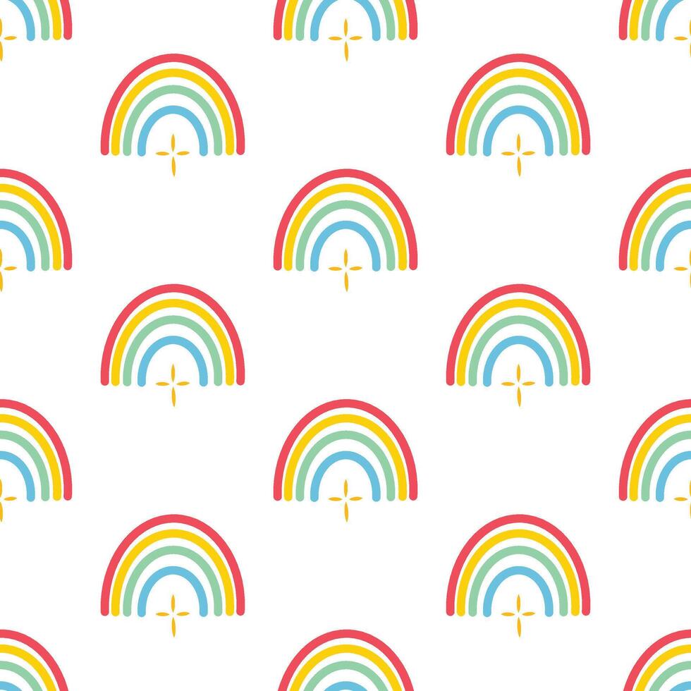 Rainbow pattern with small star vector