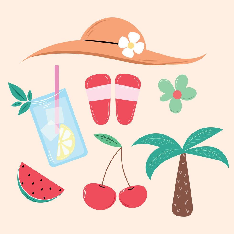 Vacation summer tropical set vector