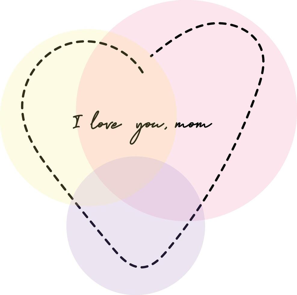 yo amor usted mamá en pastel color corazón vector