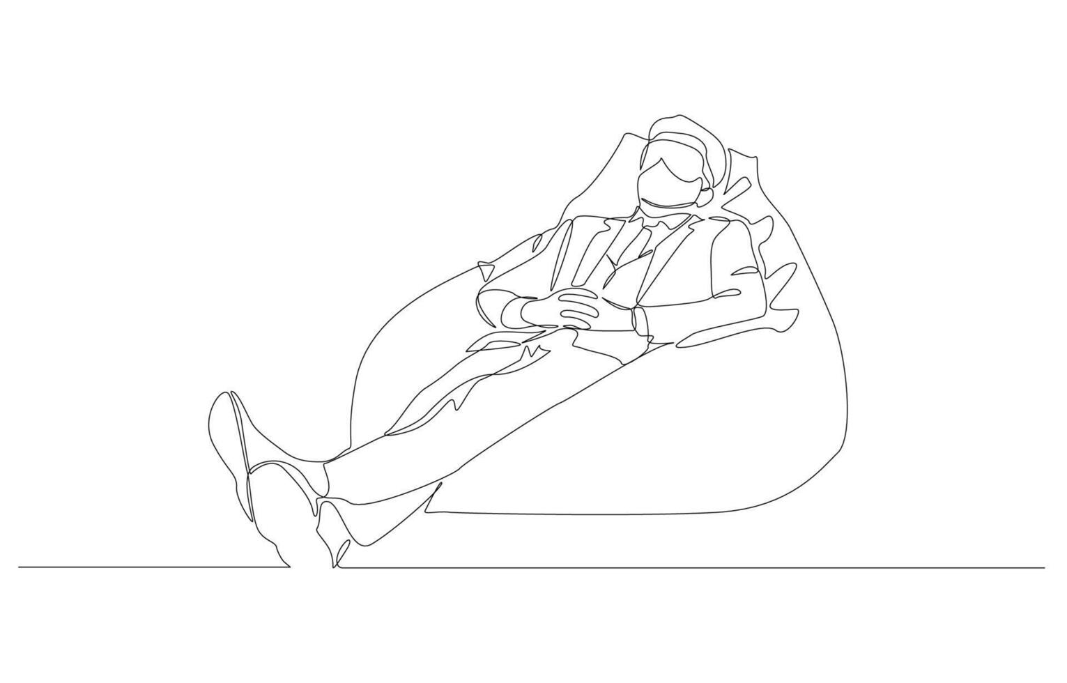 Continuous one line drawing of busineesman sleeping in office nap room for a moment, modern office, company facilitation concept, single line art. vector