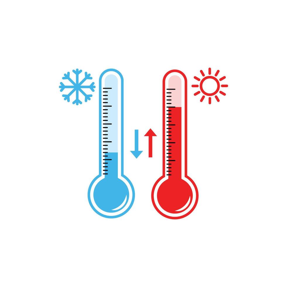 Thermometer icon or temperature symbol. Hot and cold weather vector